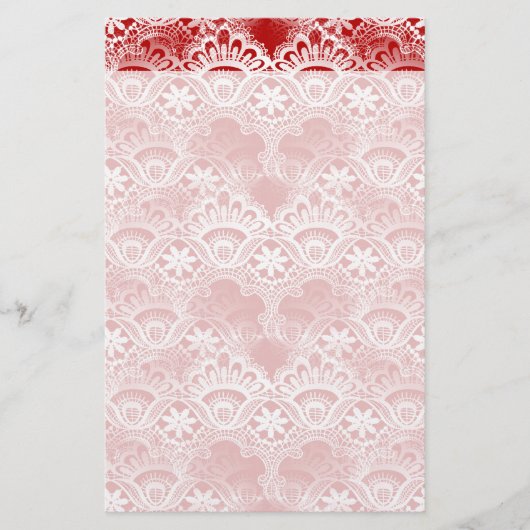 Elegant  vervormd rood wit letje briefpapier (Voorkant)