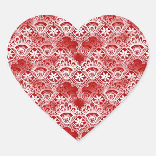 Elegant  vervormd rood wit letje hart sticker (Voorkant)