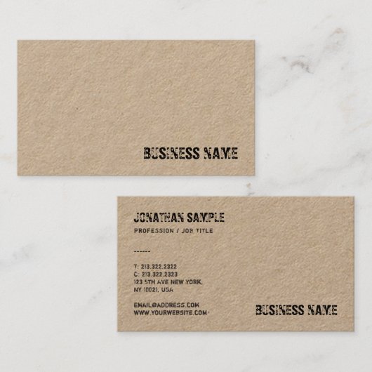 Elegant vervormde tekst Real Kraft Paper Sjabloon Visitekaartje (Voorkant / Achterkant)