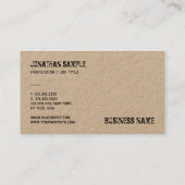 Elegant vervormde tekst Real Kraft Paper Sjabloon Visitekaartje (Achterkant)
