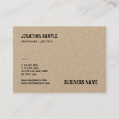 Elegant vervormde tekst Real Kraft Paper Sjabloon Visitekaartje (Achterkant)