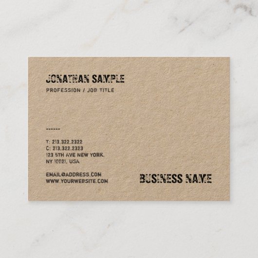 Elegant vervormde tekst Real Kraft Paper Sjabloon Visitekaartje (Achterkant)