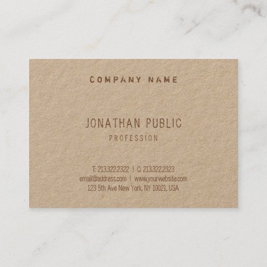 Elegant vervormde tekst Real Kraft Paper Sjabloon Visitekaartje (Achterkant)