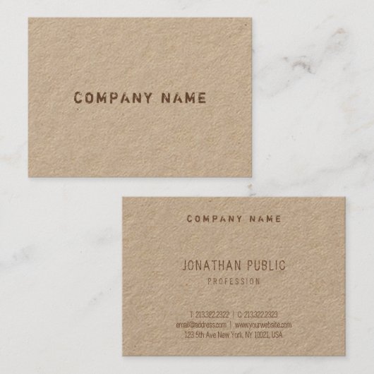 Elegant vervormde tekst Real Kraft Paper Sjabloon Visitekaartje (Voorkant / Achterkant)