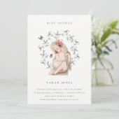 Elegant verwachttant Women Foliage Baby shower inv Bedankkaart (Staand voorkant)