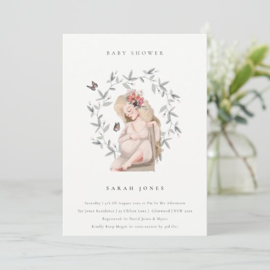 Elegant verwachttant Women Foliage Baby shower inv Bedankkaart (Staand voorkant)