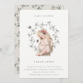 Elegant verwachttant Women Foliage Baby shower inv Bedankkaart (Voorkant / Achterkant)