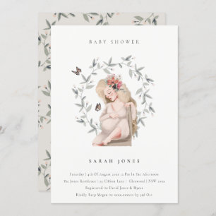 Elegant verwachttant Women Foliage Baby shower inv Bedankkaart