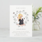 Elegant verwachttant Women Foliage Baby shower inv Bedankkaart (Staand voorkant)