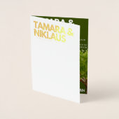 Elegant vet bos groen slavisch foto bruiloft folie kaarten (Voorkant)