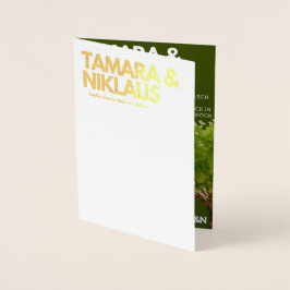 Elegant vet bos groen slavisch foto bruiloft folie kaarten