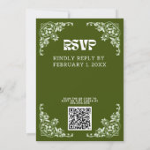 Elegant vet bos groen slavisch foto bruiloft kaart (Achterkant)