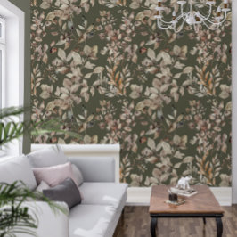 Elegant vet botanisch mos groen behang