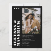 Elegant Vet eenvoudig wit zwart foto bruiloft Kaart (Voorkant)