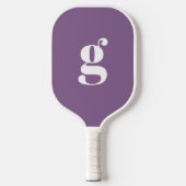 Elegant Vet Gedrukt Monogram Initiaal Stof Paars Pickleball Paddle (Voorkant)