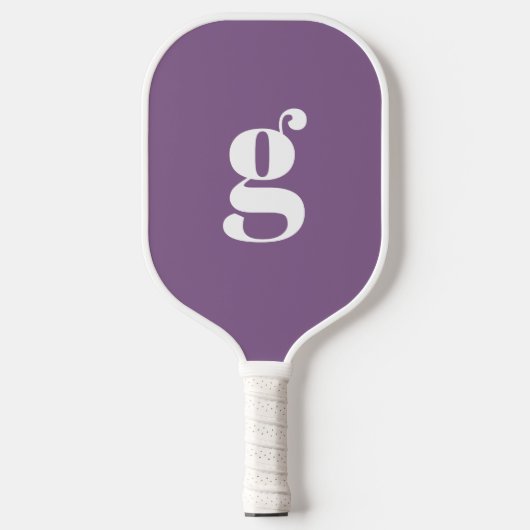 Elegant Vet Gedrukt Monogram Initiaal Stof Paars Pickleball Paddle (Voorkant)