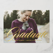 Elegant vet kalligrafie foto Afstuderen goud Folie Uitnodiging (Voorkant)