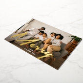 Elegant vet merry borstel script foto echt goud folie feestdagenkaart (Gedraaid)