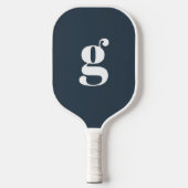 Elegant vet monogram Initiaal donkerblauw grijs Pickleball Paddle (Voorkant)