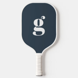 Elegant vet monogram Initiaal donkerblauw grijs Pickleball Paddle