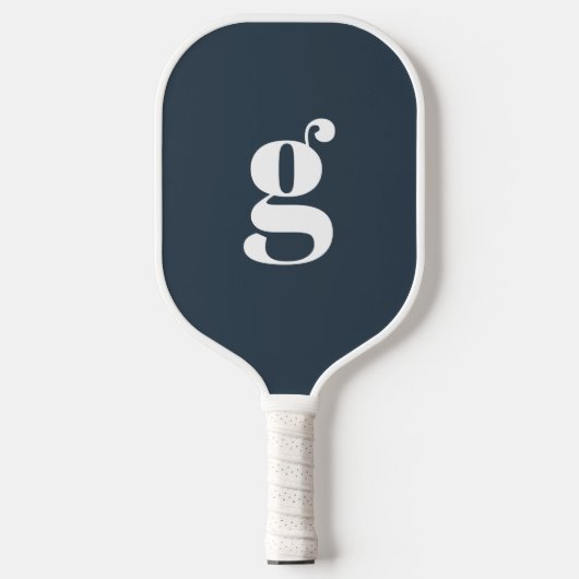 Elegant vet monogram Initiaal donkerblauw grijs Pickleball Paddle (Voorkant)