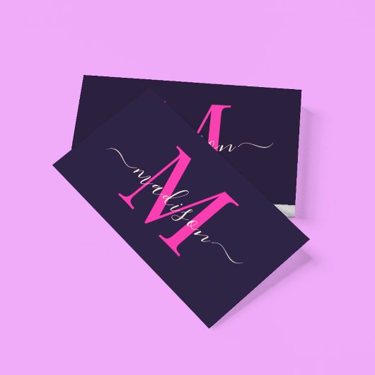 Elegant vet monogram roze typografie vrouwelijk visitekaartje