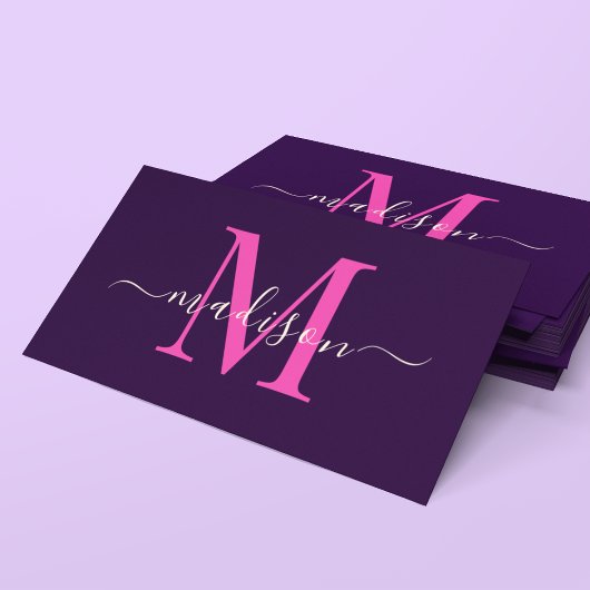 Elegant vet monogram roze typografie vrouwelijk visitekaartje