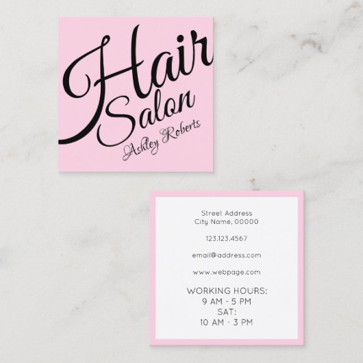 Elegant vet opgeruimd opmaakmodel tekst vierkante visitekaartje (Voorkant / Achterkant)