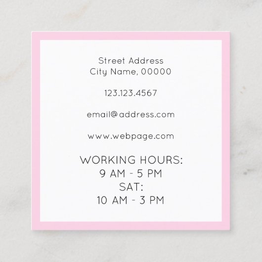 Elegant vet opgeruimd opmaakmodel tekst vierkante visitekaartje (Achterkant)