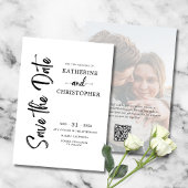 Elegant vet script foto zwart wit bruiloft save the date