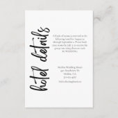 Elegant vet script zwart wit bruiloft hotel informatiekaartje (Voorkant)