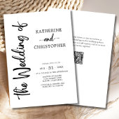 Elegant vet script zwart wit formele bruiloft kaart