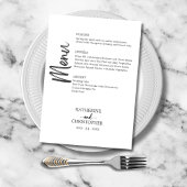 Elegant vet script zwart wit formele bruiloft menu