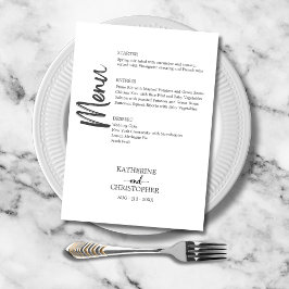 Elegant vet script zwart wit formele bruiloft menu