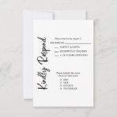 Elegant vet script zwart wit formele bruiloft RSVP kaartje (Voorkant)