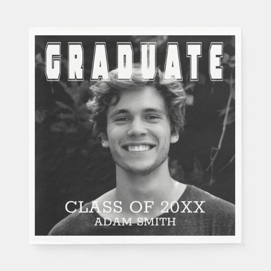 Elegant vet typografie foto afstudeerfeest servet (Voorkant)