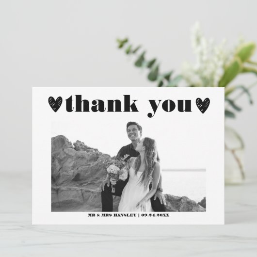 Elegant vet typografie | Foto Dank u kaarten (Staand voorkant)