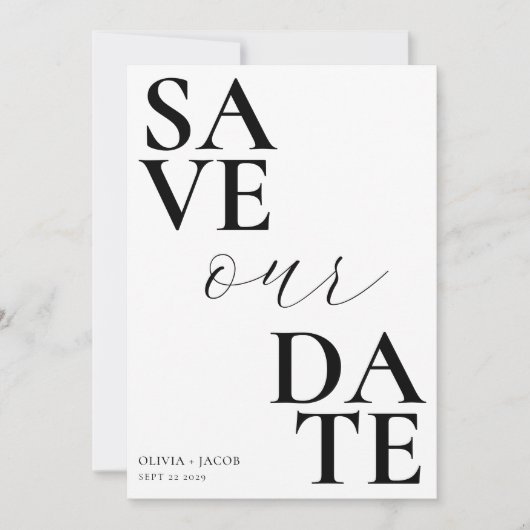 Elegant vet typografie script bruiloft save the date (Voorkant)