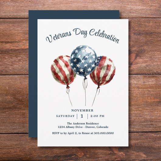 Elegant Veterans Day Party Kaart