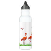 Elegant Vibrant Coral Pink Flamingos & Reed Plant Waterfles (Links)