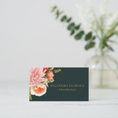 Elegant Vibrant Flowers on Dark Teal Visitekaartje (Staand voorkant)