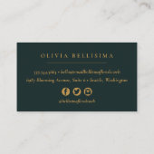 Elegant Vibrant Flowers on Dark Teal Visitekaartje (Achterkant)