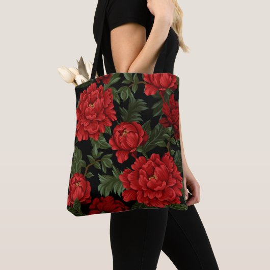 Elegant Vibrant Red Poppies in Bloom Tote Bag (Dichtbij)
