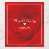 Elegant Vibrant Red Rose esthetisch Roche Romantis Wijn Etiket (Enkel label)