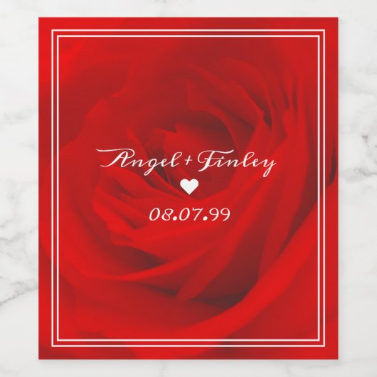 Elegant Vibrant Red Rose esthetisch Roche Romantis Wijn Etiket (Enkel label)