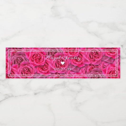 Elegant Vibrant Roze Roze esthetisch Roche Romanti Waterfles Etiket (Enkel label)