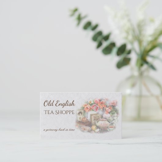 Elegant Victoriaans  Antiek Tea House Visitekaartje (Staand voorkant)