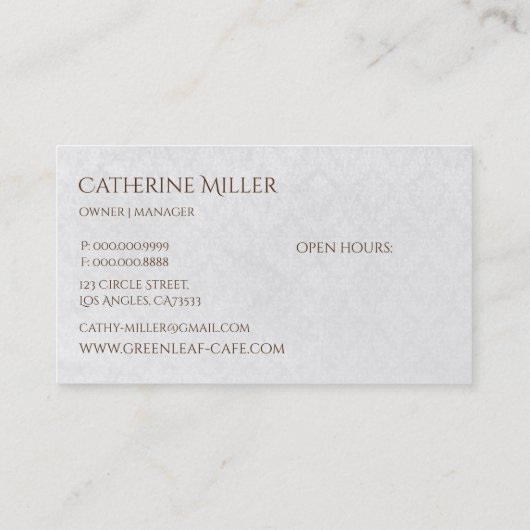 Elegant Victoriaans  Antiek Tea House Visitekaartje (Achterkant)