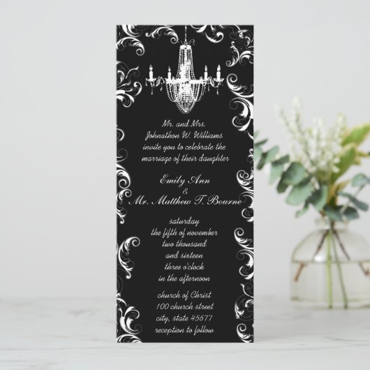 Elegant Victoriaans Ball  Chandelier Wedding Kaart (Staand voorkant)