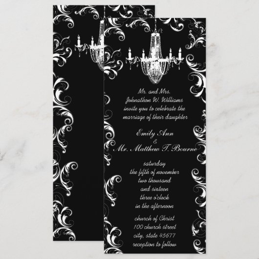 Elegant Victoriaans Ball  Chandelier Wedding Kaart (Voorkant / Achterkant)